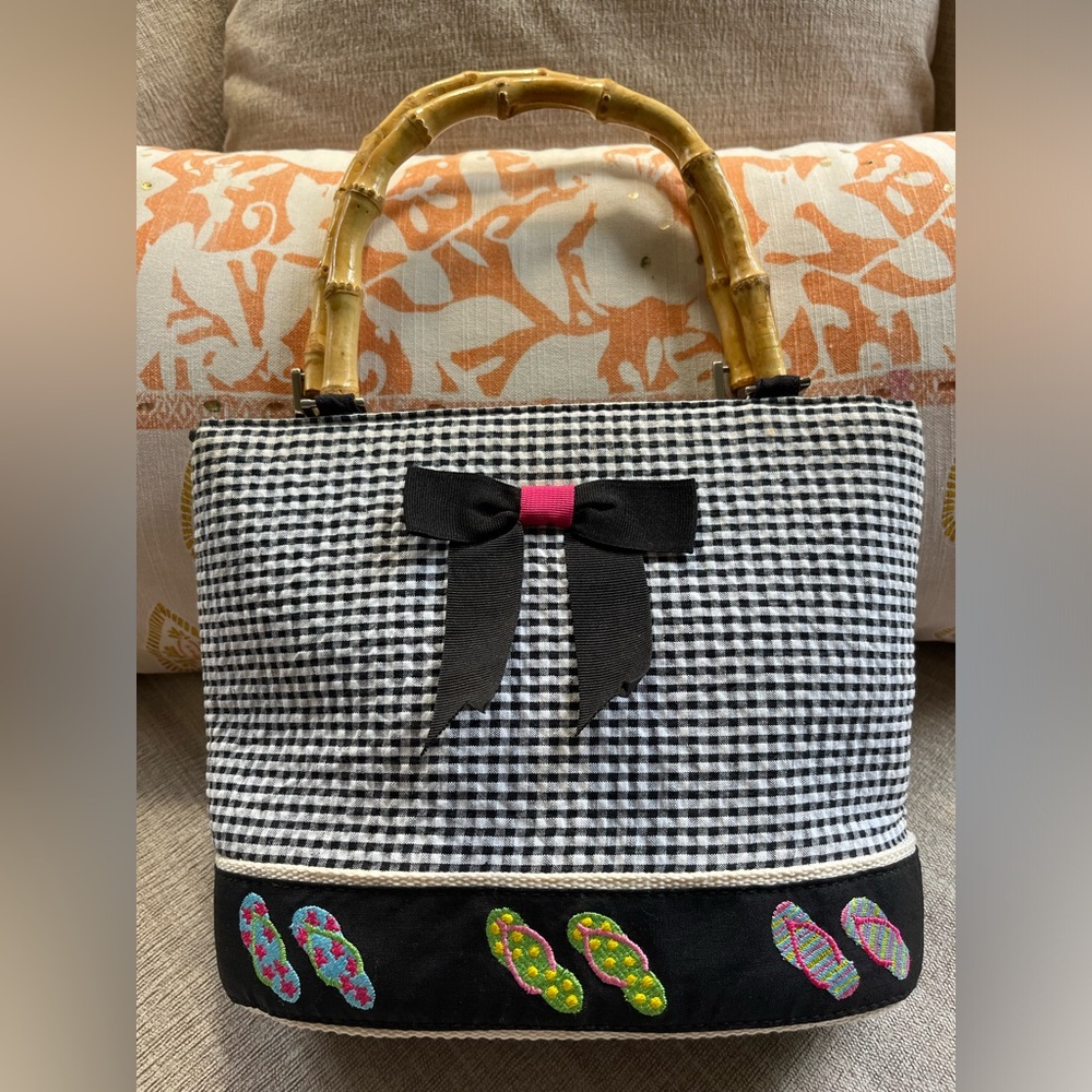 Croft & Barrow Flip Flop Embroidered Checkered Bag.